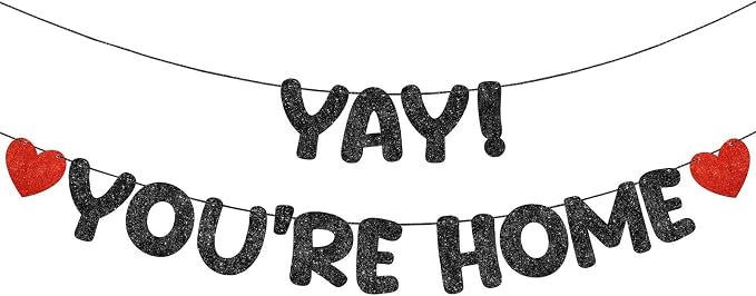 Fulmoon Pre Strung Yay You're Home Banner Glitter Welcome Home Party by Fulmoon