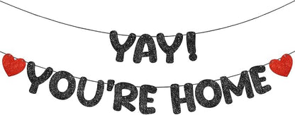 Fulmoon Pre Strung Yay You're Home Banner Glitter Welcome Home Party by Fulmoon