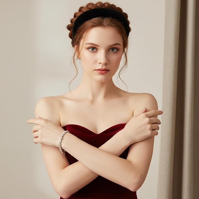 Black Velvet Headbands for Women,3 Pcs Headbands for Women Non Slip 3 Different Width,Elastic Hair Bands Fashion Accessories