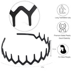 LAPOHI 8 PCS Non Slip Fashion Effortless Plastic Headbands with Teeth Comb Skinny Hair Bands for Women Men Teen Girls, Comb Teeth Matte Black
