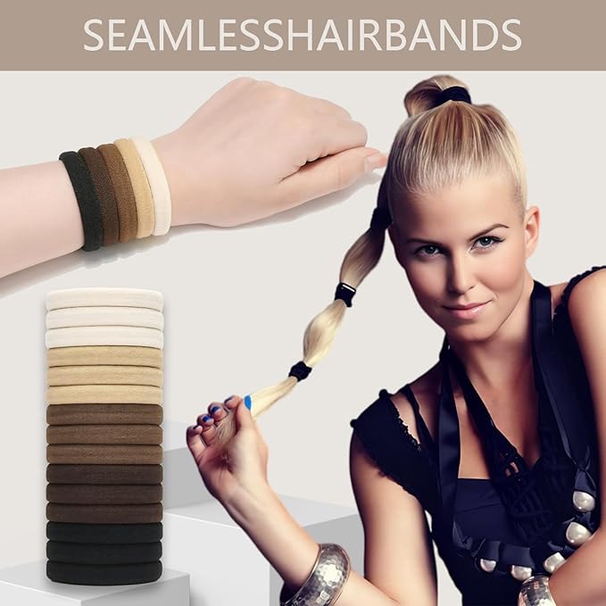Hair Ties for women 3 popular styles hair accessories Hair Elastics (15pcs No Damage Hair Ties 50pcs High Elastic Ties 15pcs Ponytail Holders) Pain-free No Crease multiple colors for all hair types