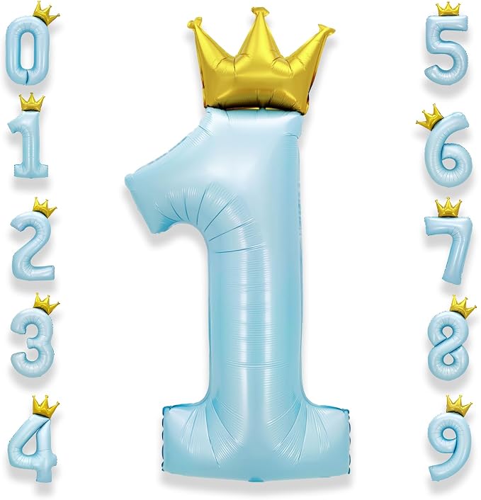 AULE 40 Inch Big Light Blue 1 Balloon Number by AULE