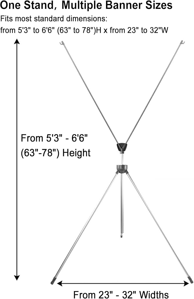 YOSE X Frame Banner Stand Fits Any Banner Adjustable Size 23"X63" to 32"X78" - Image 5