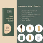 Boar Bristle Hair Brush Set For Women-100% Natural Boar Bristle Brush+Small Travel HairBrush+Bamboo Wide Tooth Comb For Fine And Thin Hair Smoothing Massaging Detangling. Restore Shine And Texture.