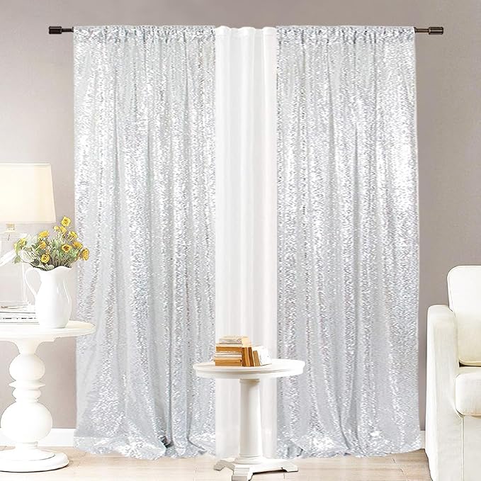 Eternal Beauty Silver 3mm Sequin Backdrop 2x8 Ft 2 Pack Wedding | Dense Sparkle - Image 3