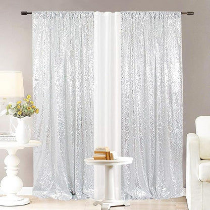 Eternal Beauty Silver 3mm Sequin Backdrop 2x8 Ft 2 Pack Wedding | Dense Sparkle - Image 3