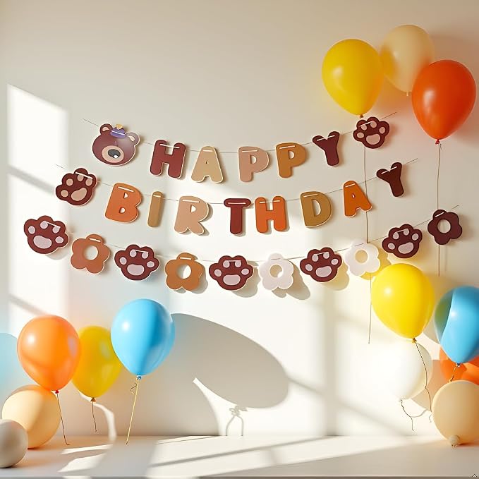 Bear Happy Birthday Banner, Party Pennant Decor, Happy Birthday Banner Adorable - Image 2