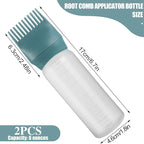 Pimoys Hair Oil Applicator Bottle 6 Ounce, 2 Pack Root Comb Applicator Bottles Hair Dye Bottle Oiling Applicator Brush with Graduated Scale, Dark Blue