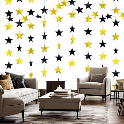 Black and Gold Shining Star Hanging Garland Black Gold Hanging Sparkling Star - Image 2