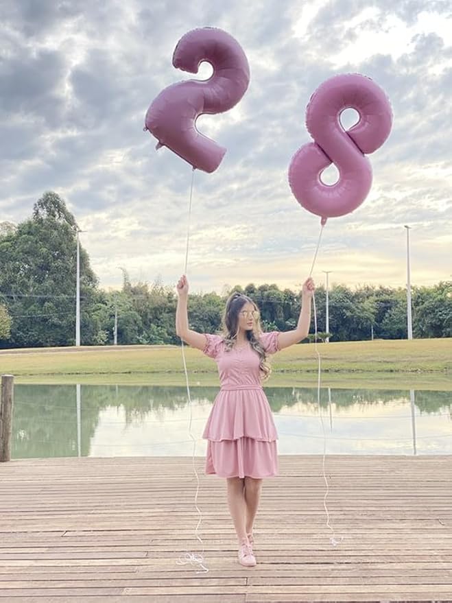 Number 28 Balloon 40Inch for 28 Year Old Birthday Decorations, Pearl Pink | - Image 2