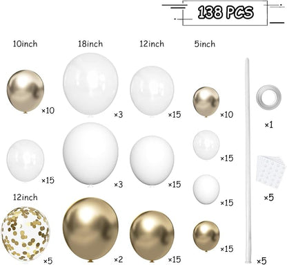 143 Pack Gold White Champagne and Pearl Balloons Garland & Arch Kit-Small and - Image 2
