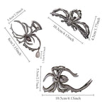 Halloween 3PCS Spider Hair Claw Clips Hair Accessories for Women Girls, Gothic Black Metal with Pearl Charms Large Medium Size Catch Clips for thick Hair Styling Tool Holiday Gifts(Black Gun)