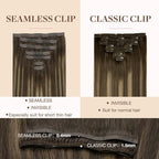 GOO GOO Clip in Hair Extensions Real Human Hair, Remy Human Hair Extensions Clip ins for Women, Natural Human Hair, 16inch 110g 7Pcs, 4/26/4 Balayage Chocolate Brown to Honey Blonde