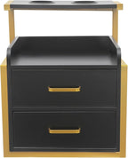 Suspended Salon Station for Hair Stylist, Wall Mounted Styling Salon Station Storage Cabinet w/2*Drawers &Hair Dryer Stand,Floating Nightstand Stylist Storage Cabinet for Home (Gold+Black)