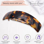 French Amie Curved Tokyo Large 3 ¾” Handmade Celluloid Automatic Volume Hair Clip Barrette (Tokyo)