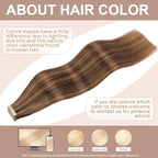 Tape in Hair Extensions Human Hair Brownish Brown to Brownish Yellow 22 Inch 20Pcs Tape Ins for Women Straight Invisible Seamless Remy