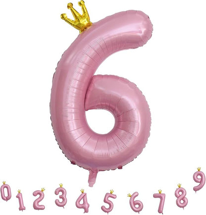 Large Number 6 Balloons, Light Pink 40 Inch Foil Number Balloon - Image 9