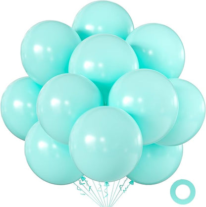 Pastel Teal Blue Balloons 18 Inch 24 Pack Matte Helium Latex Round Balloons by KALOR