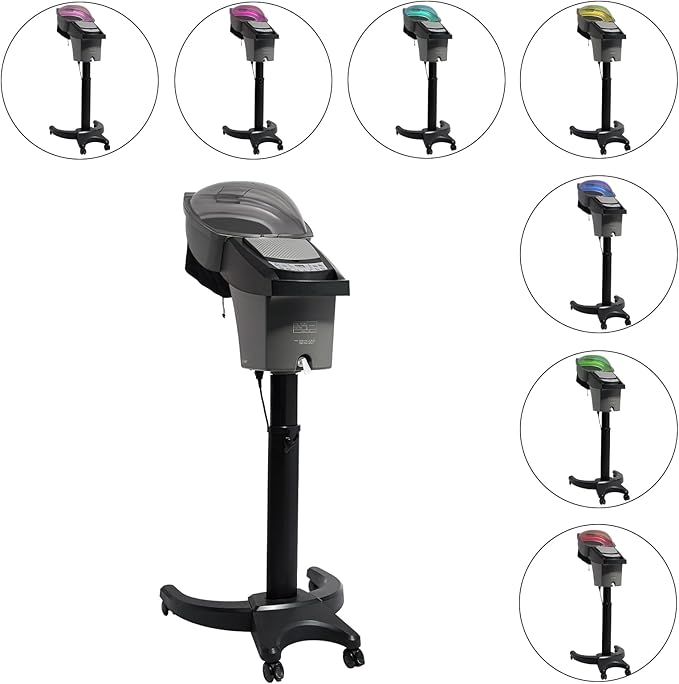 Ultrasonic Ozone Hair Steamer, 700W Micro Mist Ozone Hair Care Salon SPA Steamer Oil Treatment Machine, 7 Color Light Salon Styling Floor Hair Steamer Color Processor w/Adjustable Height (Black)