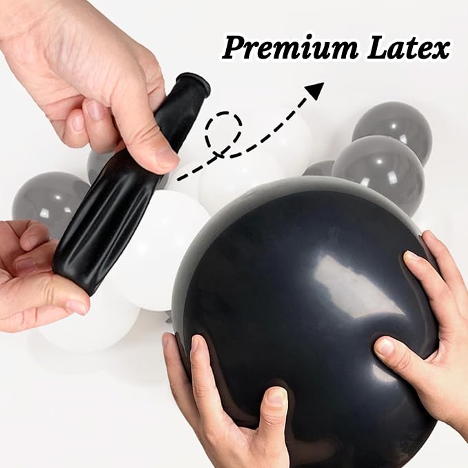 100pcs Black and White Balloons 12 Inch Thickened Latex Balloons - Image 4