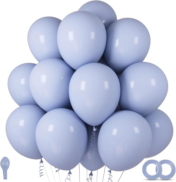 100pcs Dusty Blue Balloons 12 inch Round Latex Balloons | Helium Compatible by ASIYUHY