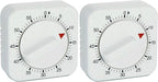 Square 60 Minute Mechanical Kitchen Timer, Easy to Use Visual Cooking Timer with Strong Magnet and Loud Alarm, Manual Countdown Timer for Classroom, Home, Study and Cooking (2 Pack)
