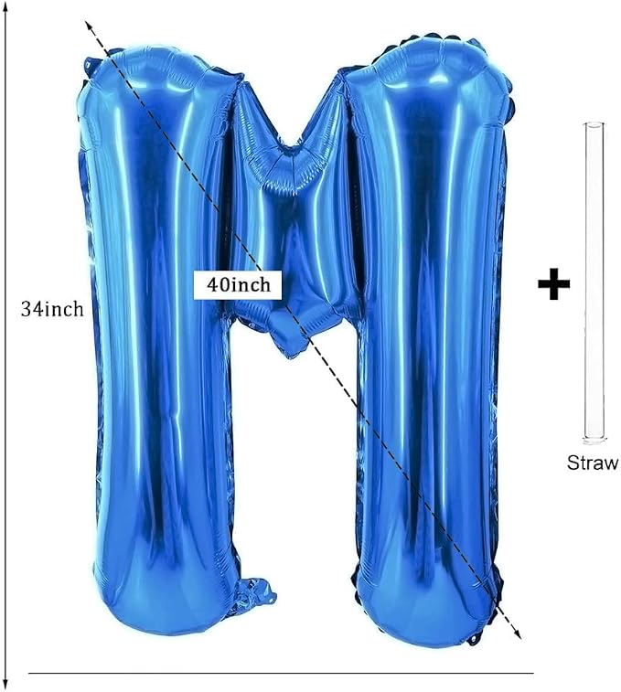 Letter Balloons 40 Inch Blue Giant Alphabet Balloons Letter M | Foil Mylar Big - Image 2