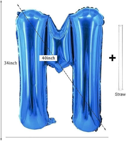 Letter Balloons 40 Inch Blue Giant Alphabet Balloons Letter M | Foil Mylar Big - Image 2