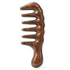 Hair Comb Wooden Wide Tooth Combs for Curly, Natural Golden Sandalwood Thicken Hair Comb for Head Scalp Massager, Detangles Wet or Dry Curly, Thick, Wavy, Anti-static