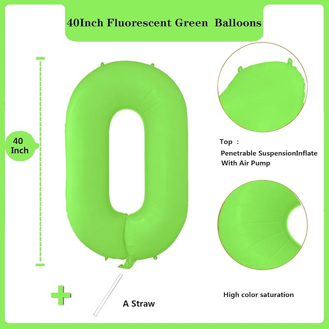Fluorescent Green Number Balloon 40 inch Giant Foil Helium Balloons Green - Image 2