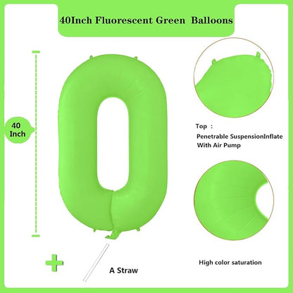 Fluorescent Green Number Balloon 40 inch Giant Foil Helium Balloons Green - Image 2