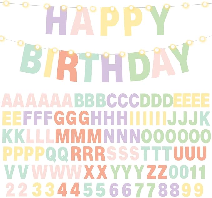 TaoBary 112 Pcs DIY Letter Kit Glitter Customizable Banner Letters Include 107 by TaoBary