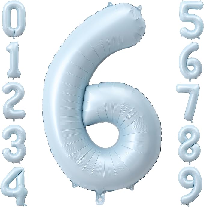 40 Inch Light Blue Number 6 Foil Balloon by TNCDJKPA