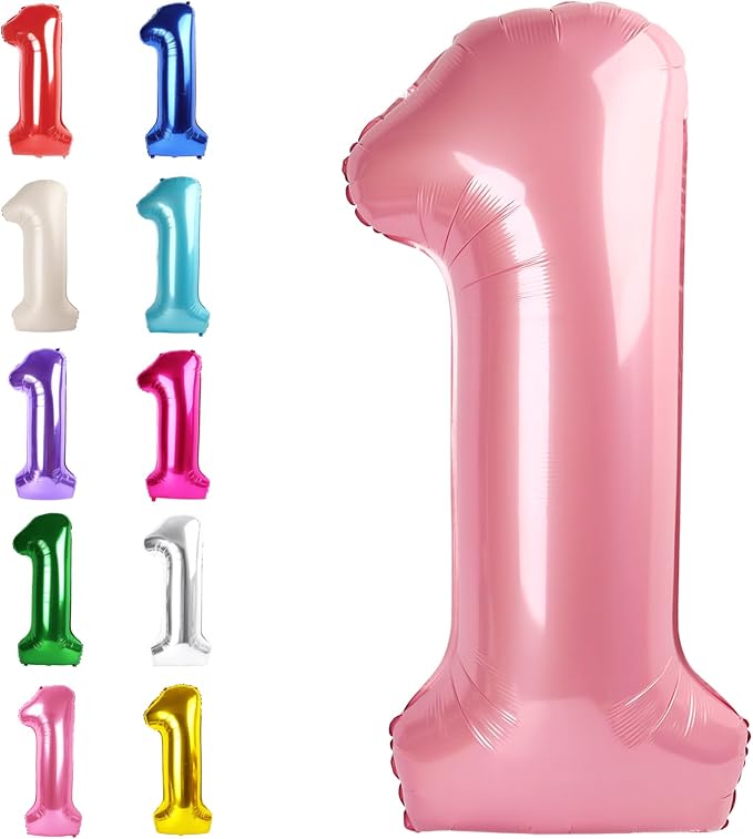 Pearl Pink Number 1 Balloon 40 inch, Balloon numbers party supplies, deco photo by Upgesy