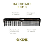 Kent 16T Tortoiseshell and Graphite, Fine and Wide Tooth for Daily Grooming, Handmade Styling Comb for All Hair Types, Wet and Dry Hair Detangling Comb, Saw Cut Hand Polished, Made in England