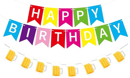 Beer Birthday Banner for Beer Party and Birthday Wedding Party Supplies by OSAMUHA