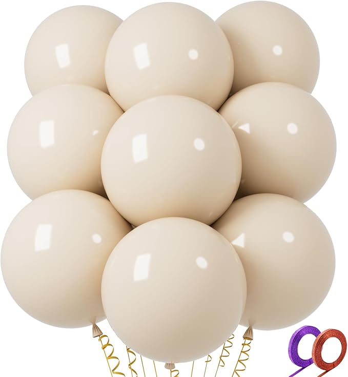 32Pcs White Sand Big Balloons 18 Inch, Round Large Latex Party Balloons by Qikoolaa