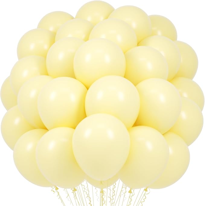 Voircoloria 66pcs Pastel Yellow Light Yellow Latex Party Balloons, 12inch | by Voircoloria