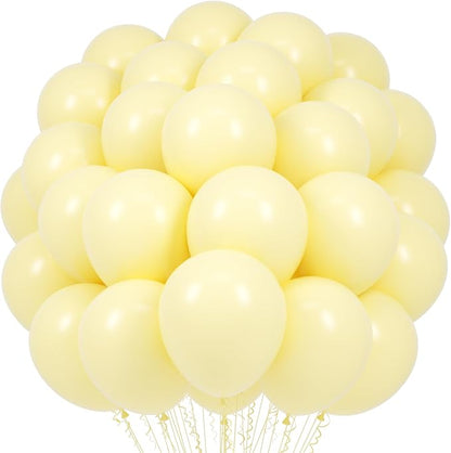 Voircoloria 66pcs Pastel Yellow Light Yellow Latex Party Balloons, 12inch | by Voircoloria