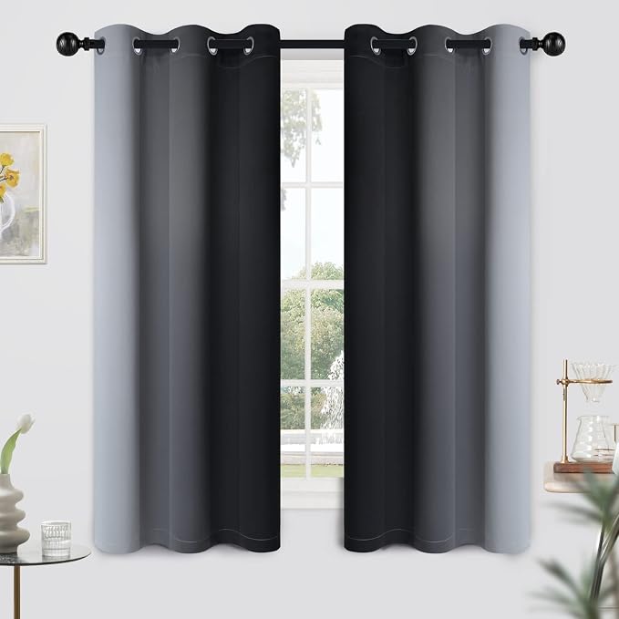 Yakamok Ombre Curtains Black and Greyish White - Image 2
