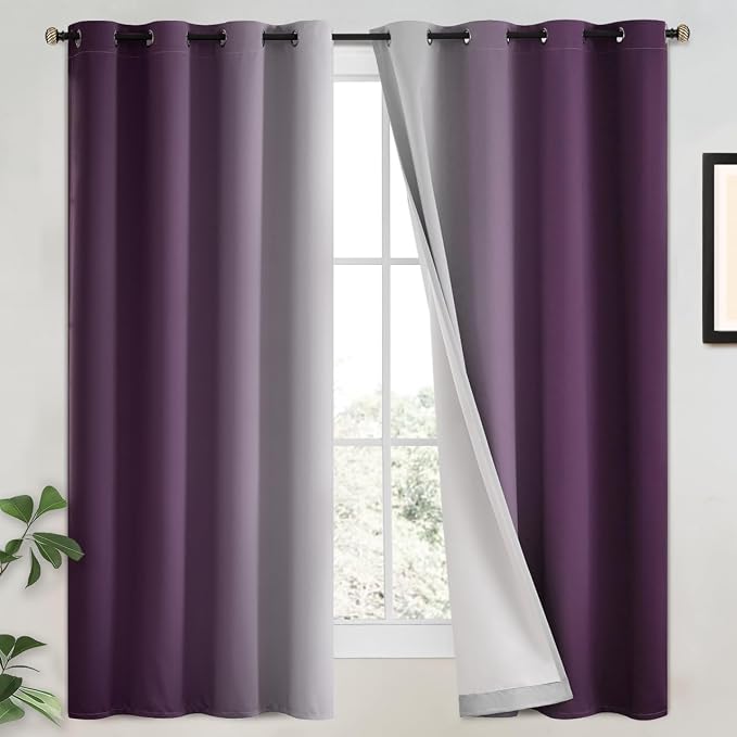 Yakamok 100% Blackout Curtains Ombre Purple Curtains by Yakamok