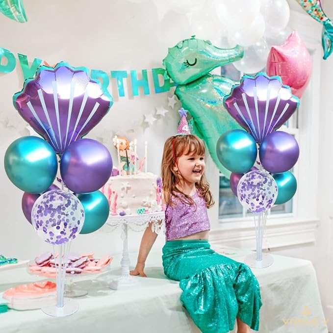 Mermaid Table Centerpiece Balloons Stand Kit 2 Sets - Image 5