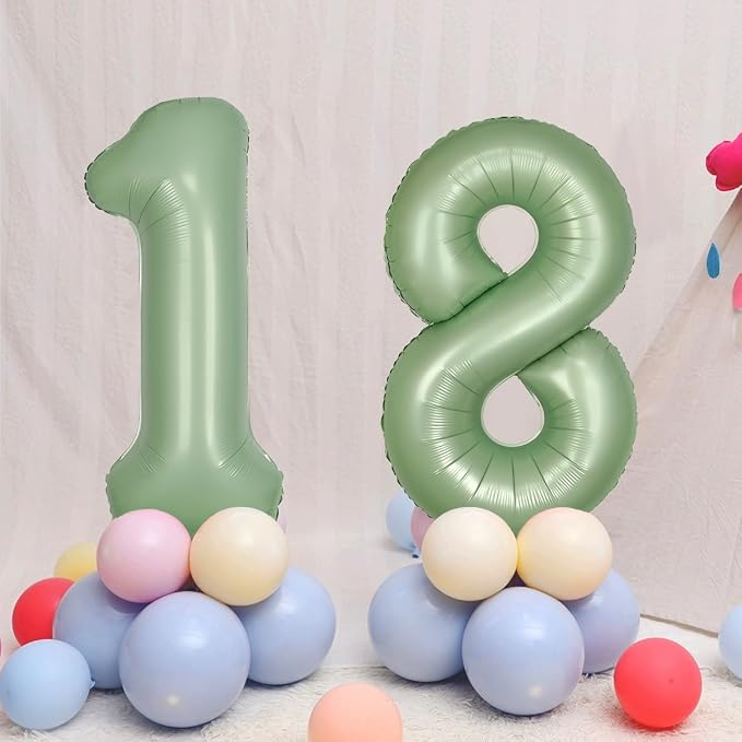 40 Inch Green Number 1 Balloon Olive Green Foil Balloons Sage Green 1 Balloons - Image 5