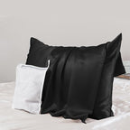 PROMEED Upgraded Grade 6A+ Black Silk Pillowcase with Zipper, 23 Momme Natural Mulberry Silk Pillow Cases for Hair and Skin - Easy Care with Free Laundry Bag (King 20"x36", Black)