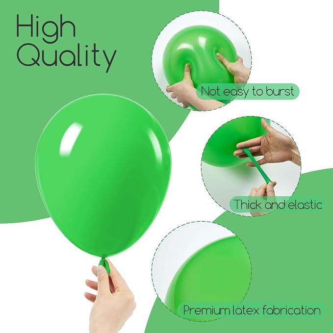 Awenztech 122pcs Green Latex Balloons in 18 12 10 5 inches | Birthday, Baby - Image 3