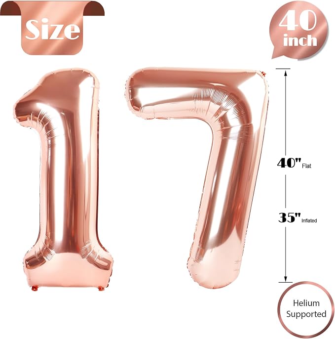 Rose Gold 17 Balloon - Image 5