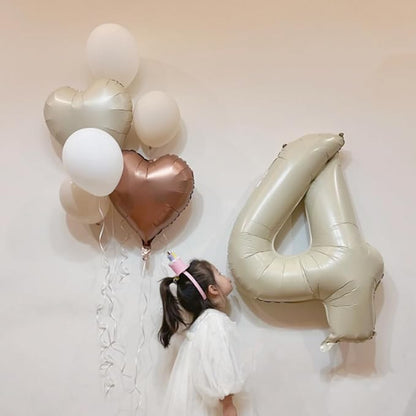 40 Inch Cream Number 5 Balloon, Digital 5 Cream White Giant 5 Foil Balloon - Image 5