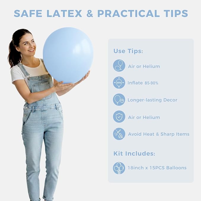 LOVESTOWN 18 Inch Light Blue Large Balloons, Birthday Wedding Baby Shower - Image 7