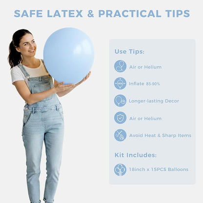 LOVESTOWN 18 Inch Light Blue Large Balloons, Birthday Wedding Baby Shower - Image 7