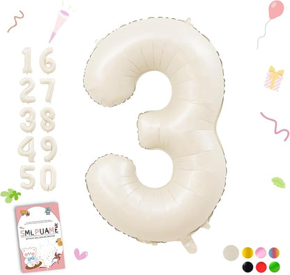 40 Inch Beige Number 3 Balloons by Smlpuame